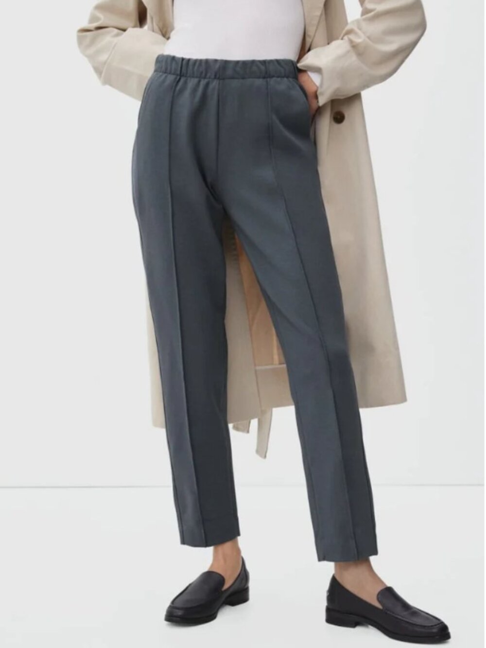 NWOT EVERLANE The Dream Pant Slate Grey Blue Tapered Pants Trousers M